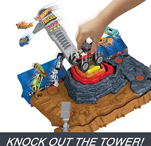 Hot Wheels Monster Trucks Arena Smashers Bone Shaker Ultimate Crush Yard Playset, Includes 1 Exclusive Bone Shaker & 3 Crushable Cars