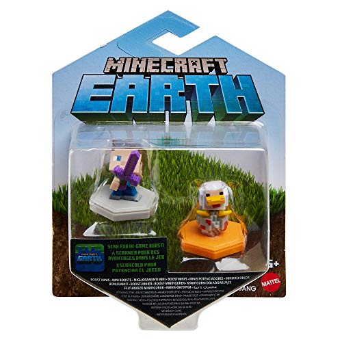 Mattel Minecraft Earth Boost Mini Figure 2-Pack, NFC Chip Enabled for Play with Minecraft Earth Augmented Reality Mobile Device Game, Toys for Girls and Boys Age 6 and Up