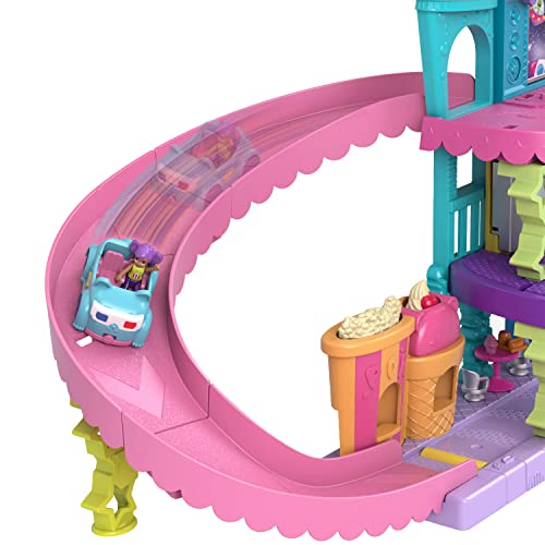 Polly Pocket Pollyville Dolls & Playset, Drive-in Movie Theater with 2 Micro Dolls, 1 Toy Car & 11 Accessories