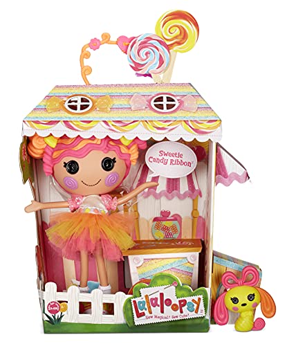 Lalaloopsy Sweetie Candy Ribbon & Pet Puppy, 13" Taffy Candy-Inspired Doll with Pink/Yellow Outfit & Accessories, Reusable House Playset- Gifts for Kids, Toys for Girls Ages 3 4 5+ to 103