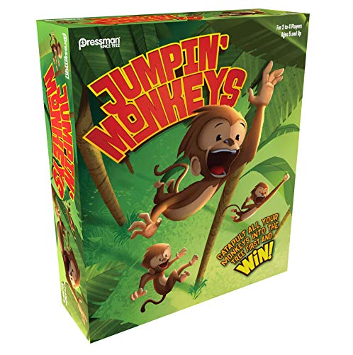 Pressman Jumpin' Monkeys: Catapult Your Monkeys Into The Tree to Win, Multi, 5"