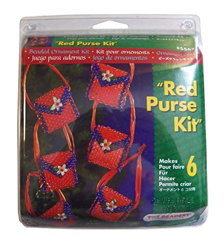 Beadery 2.25" Ornament Red Purse Beaded Kit 6 Piece Set