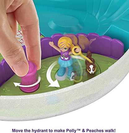 Polly Pocket Rainbow Dream Wearable Purse Compact with 8 Fun Features, Micro Polly and Shani Dolls, 2 Accessories and Sticker Sheet; for Ages 4 and Up