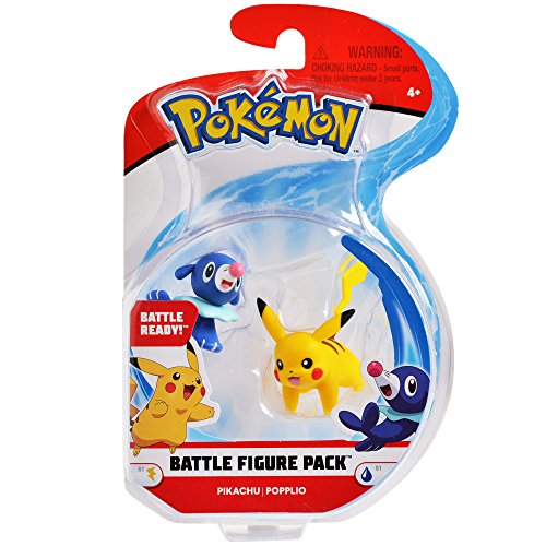 Pokemon 2 Inch Battle Action Figure 2-Pack, includes 2" Pikachu and 2" Popplio