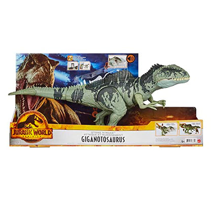 Jurassic World Dominion Strike ‘N Roar Giganotosaurus Dinosaur Action Figure with Motion and Sound, Toy Gift with Physical and Digital Play