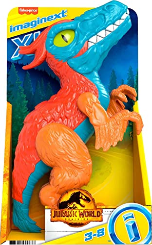 Fisher-Price Imaginext Jurassic World Dominion Dinosaur Toy Pyroraptor XL Poseable 10-Inch Figure for Preschool Pretend Play 3+ Years