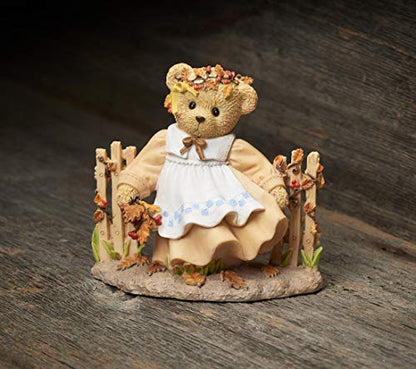 Roman Cherished Teddies, Sarah Thanksgiving Figure, 3.75" H, Resin and Wollastonite, Durable, Collectible Decoration, Decorative, Home Decor