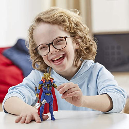 Marvel Studios' Thor: Love and Thunder Thor Toy, 6-Inch-Scale Deluxe Action Figure with Action Feature, Toys for Kids Ages 4 and Up