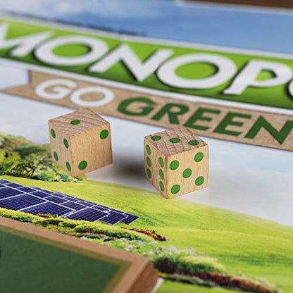 Monopoly: Go Green Edition Game Made with 100% Recycled Paper Parts and Plant-Based Plastic Tokens, Board Game for Families Ages 8 and Up