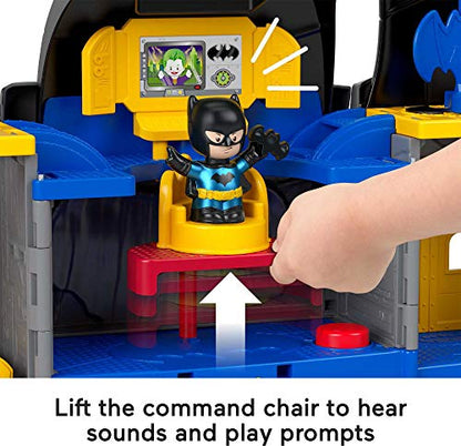 Fisher-Price Little People Dc Super Friends Batcave Toddler Playset with Batman Robin Figures & Sounds for Ages 18+ Months