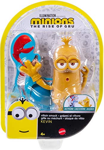 Minions: The Rise of Gru Villain Smack Kevin Action Figure Approx 4-in Movie Character Toy with Button-Activated Motion & Target Accessory for Ages 4 Years & Older