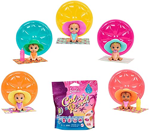 Barbie GTT12 - Color Reveal Babies Sand & Sun Series Assortment, dla wieku 3+.