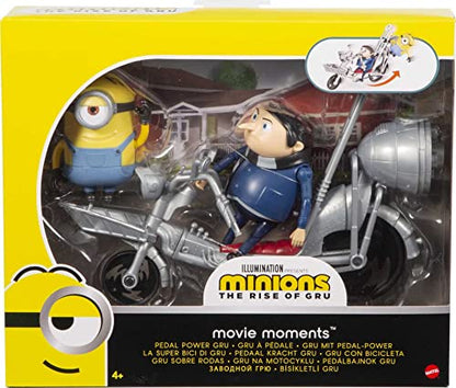 Minions: The Rise of Gru Movie Moments Pedal Power Gru Approx 4-in/10-cm Action Figure Interactive Toy with Articulation & Movie Scene Accessories, Great Gift for 4 Years & Older Minion Fans