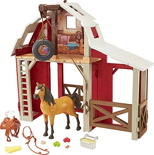 Mattel Spirit Untamed Barn Playset with Spirit Horse, Barn, 3 Play Areas, 10 Play Pieces, Great Gift for Ages 3 Years Old & Up