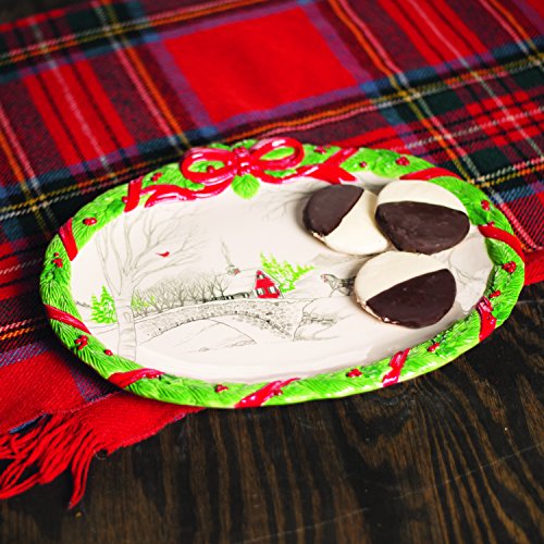 Fitz and Floyd Vintage Holiday Serving Platter Tray, Standard, Multicolored