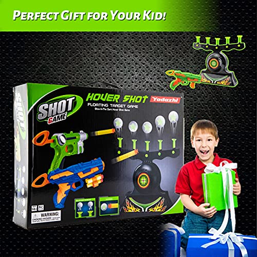 TSOGIA Toy Gun Set,Shooting Game Glow in The Dark, Floating Ball Electric Target Practice Toys for Kids Boys Hover Shot, 1 Blaster Toy Gun, 10 Soft Foam Balls, 3 Darts,Gift for Kids Ages 4 +