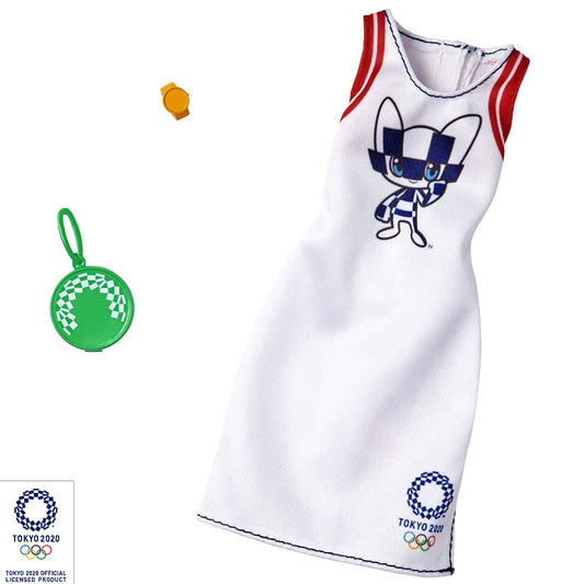 Barbie Clothes: Outfit Inspired by Olympic Games Tokyo 2020 Doll, Dress with Racquet-Shaped Purse and Watch, Gift for 3 to 8 Year Olds
