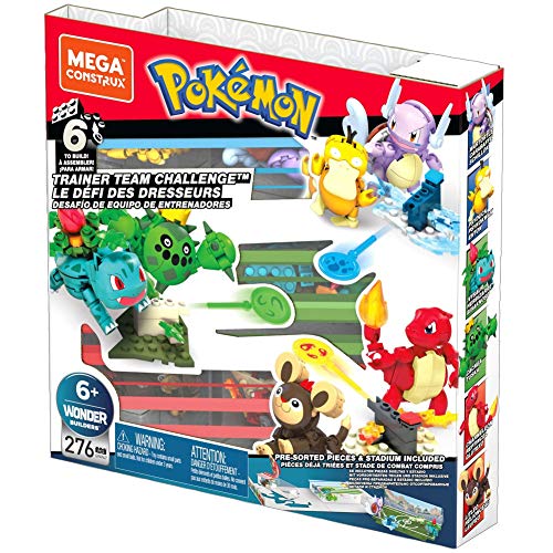 MEGA Pokémon Action Figure Building Toys Set for Kids, Trainer Team Challenge with 450 Pieces, 6 Poseable Characters and Accessories
