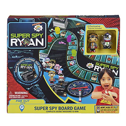 Far Out Toys Ryan’s World Super Spy Board Game, Mission Scavenger Hunt to Pack Rat’s Secret Lair, Adventure, Exploration, Mystery, 2 Exclusive Rare Collectible Micro Figures, 70 Mission Cards, Ages 3+