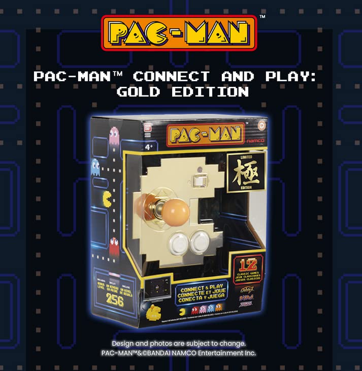 Bandai - Pac-Man Connect and Play: Gold Edition Controller w/ 12 Classic Games