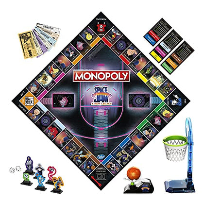 MONOPOLY: Space Jam A New Legacy Edition Family Board Game, Strategy Game, Kids Ages 8 and Up, Lebron James Space Jam Game, Shoot Hoops