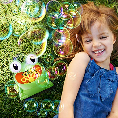 Automatic Bubble Machine With 5pcs Bubble Concentrate, Bubble Blower Toys for Kids,Frog Bubble Blower Machine Make Over 500 Bubbles per Minute for Birthday Party, Wedding, Indoor and Outdoor Games