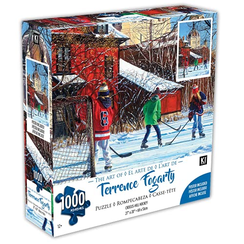 1000 Piece Puzzle for Adults Terrence Fogarty Youth Sports Pond Hockey Jigsaw by KI Puzzles