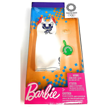 Barbie Clothes: Outfit Inspired by Olympic Games Tokyo 2020 Doll, Dress with Racquet-Shaped Purse and Watch, Gift for 3 to 8 Year Olds