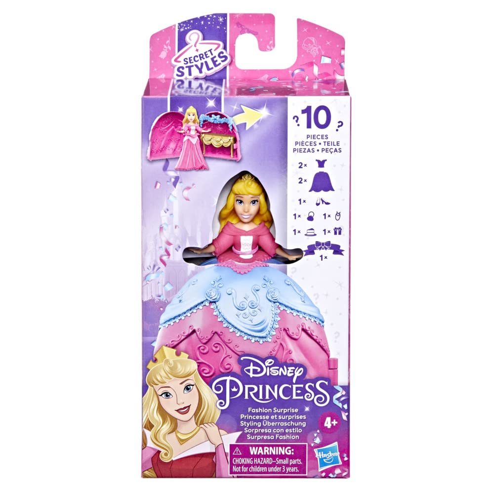 Disney F3467 Princess Secret Styles-Aurora Stylish Surprise-Doll Playset with Clothes and Accessories-4+, Multi-Coloured