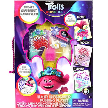 Tara Toys Trolls Hair Designer Rubbing Plates, Multi