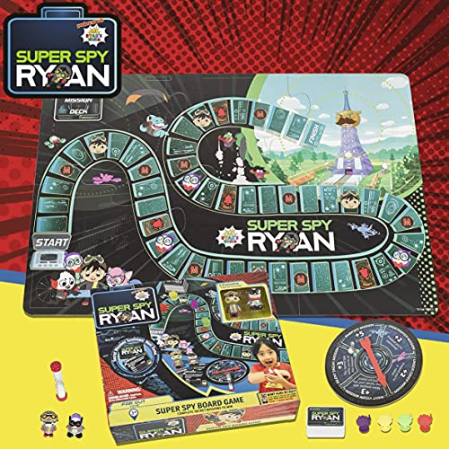 Far Out Toys Ryan’s World Super Spy Board Game, Mission Scavenger Hunt to Pack Rat’s Secret Lair, Adventure, Exploration, Mystery, 2 Exclusive Rare Collectible Micro Figures, 70 Mission Cards, Ages 3+