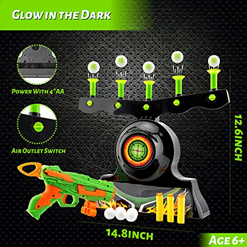 TSOGIA Toy Gun Set,Shooting Game Glow in The Dark, Floating Ball Electric Target Practice Toys for Kids Boys Hover Shot, 1 Blaster Toy Gun, 10 Soft Foam Balls, 3 Darts,Gift for Kids Ages 4 +