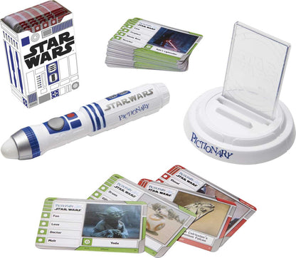 Mattel Games Pictionary Air Star Wars Family Game for Kids & Adults with R2-D2 Light Pen and Themed Picture Clue Cards