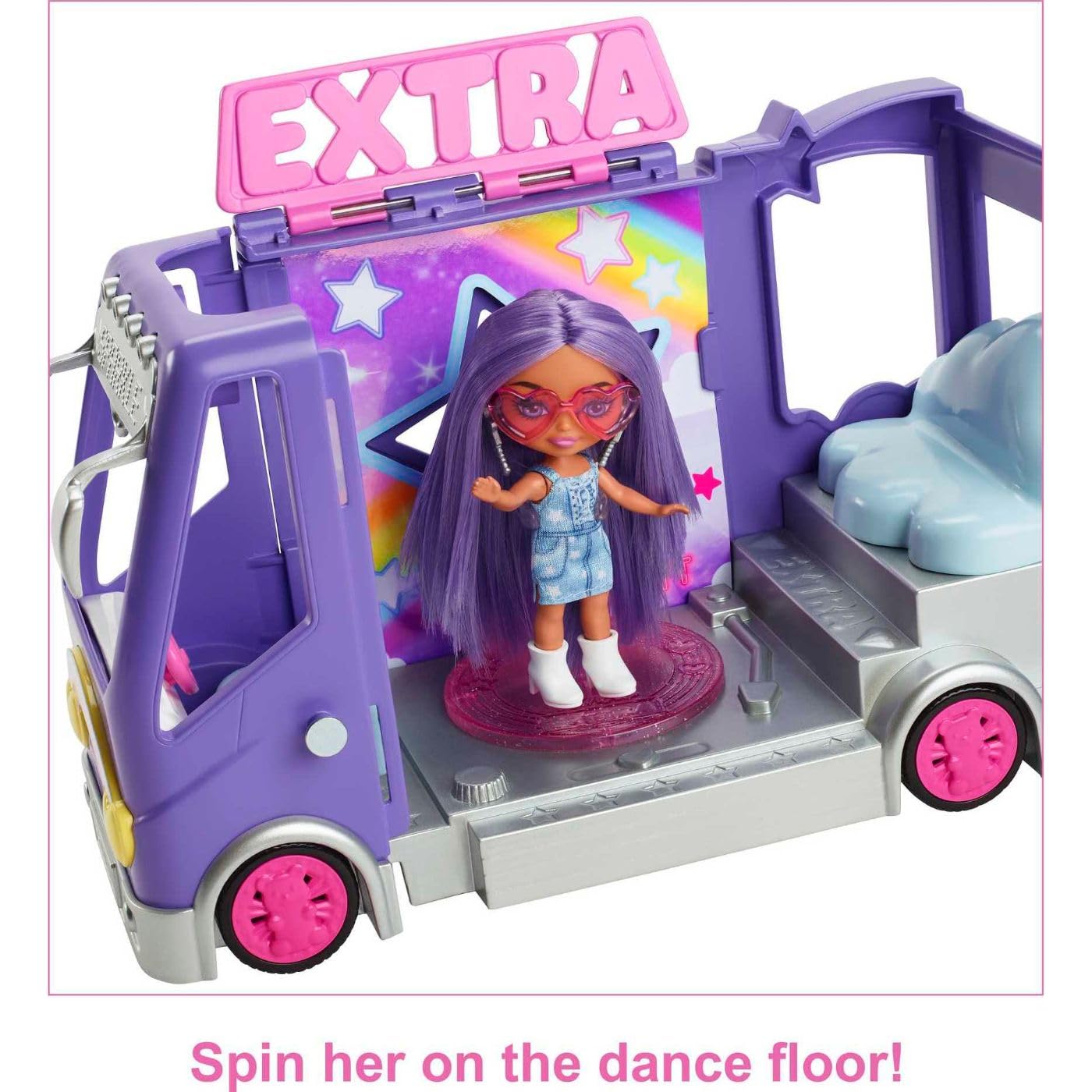 Barbie Extra Mini Minis Doll and Vehicle Playset, Expandable Tour Bus with Small Doll, Clothes and Accessories