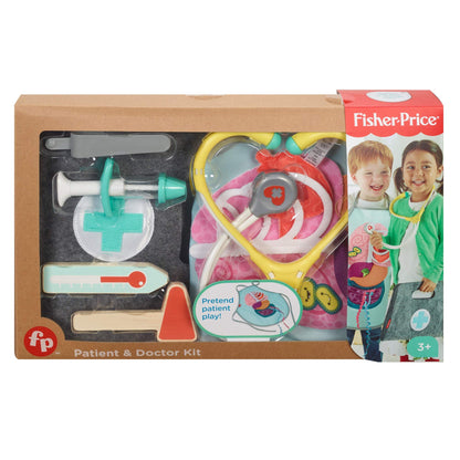 Fisher-Price Patient and Doctor Kit - 9-Piece Medical Pretend Play Gift Set Featuring Real Wood for Preschoolers Ages 3 Years & Up