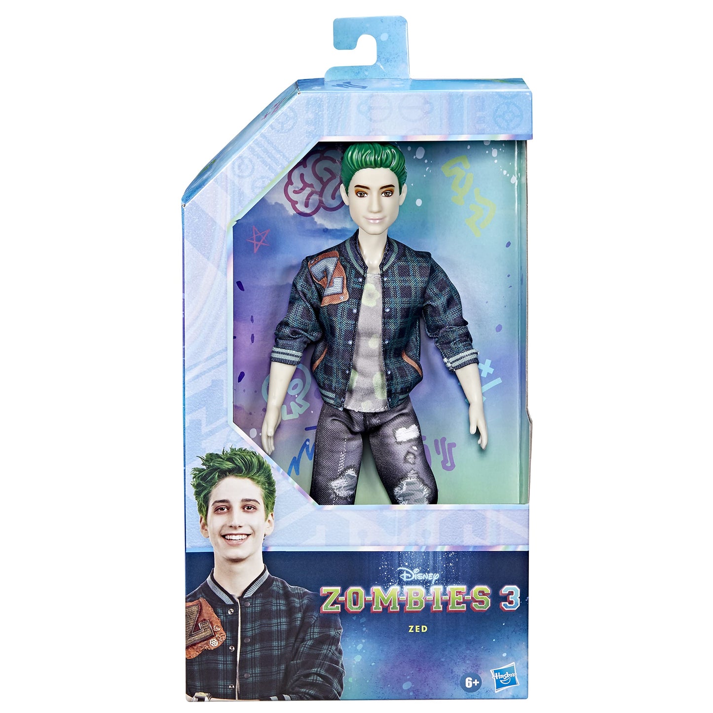 Disney Princess Zombies 3 Zed Fashion Doll - 12-Inch Zombie Doll with Green Hair, Outfit, Shoes, and Accessory. Toy for Kids Ages 6 Years Old and Up