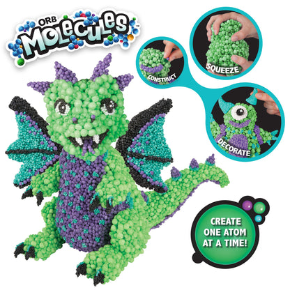 The Orb Factory Orbmolecules Dragasaur Never Dries Compound, Green/Purple/Aqua, 9.44" x 3.44" x 8.44"-Packaging May Vary