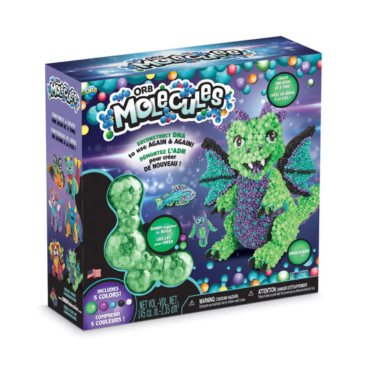 The Orb Factory Orbmolecules Dragasaur Never Dries Compound, Green/Purple/Aqua, 9.44" x 3.44" x 8.44"-Packaging May Vary