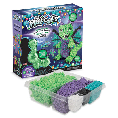 The Orb Factory Orbmolecules Dragasaur Never Dries Compound, Green/Purple/Aqua, 9.44" x 3.44" x 8.44"-Packaging May Vary