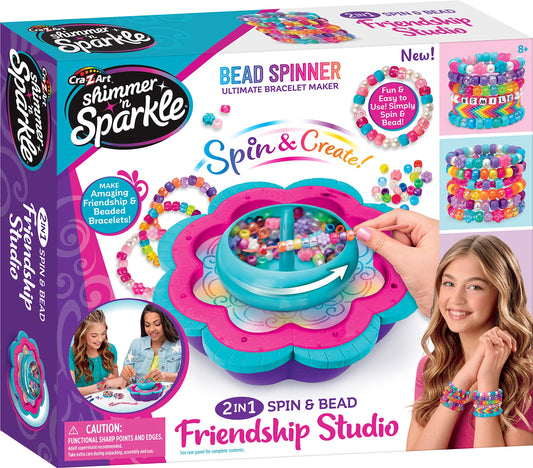 CRA-Z-Art Shimmer ‘N Sparkle 2-in-1 Spin & Bead Friendship Studio Bracelet Maker, Ages 8 and up